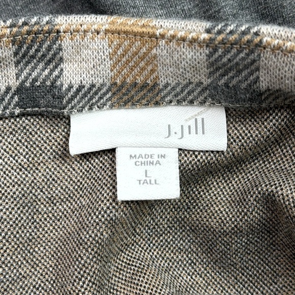 J.Jill Brown Gray Plaid Short Sleeve Shift Dress Size Large Tall - Picture 8 of 10